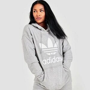Adidas 💟Women's Light Gray Logo Hoodie
